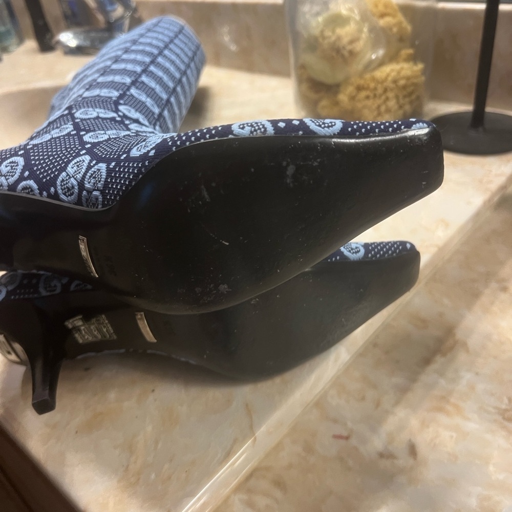 Gucci Blue Patterned Heeled Boots